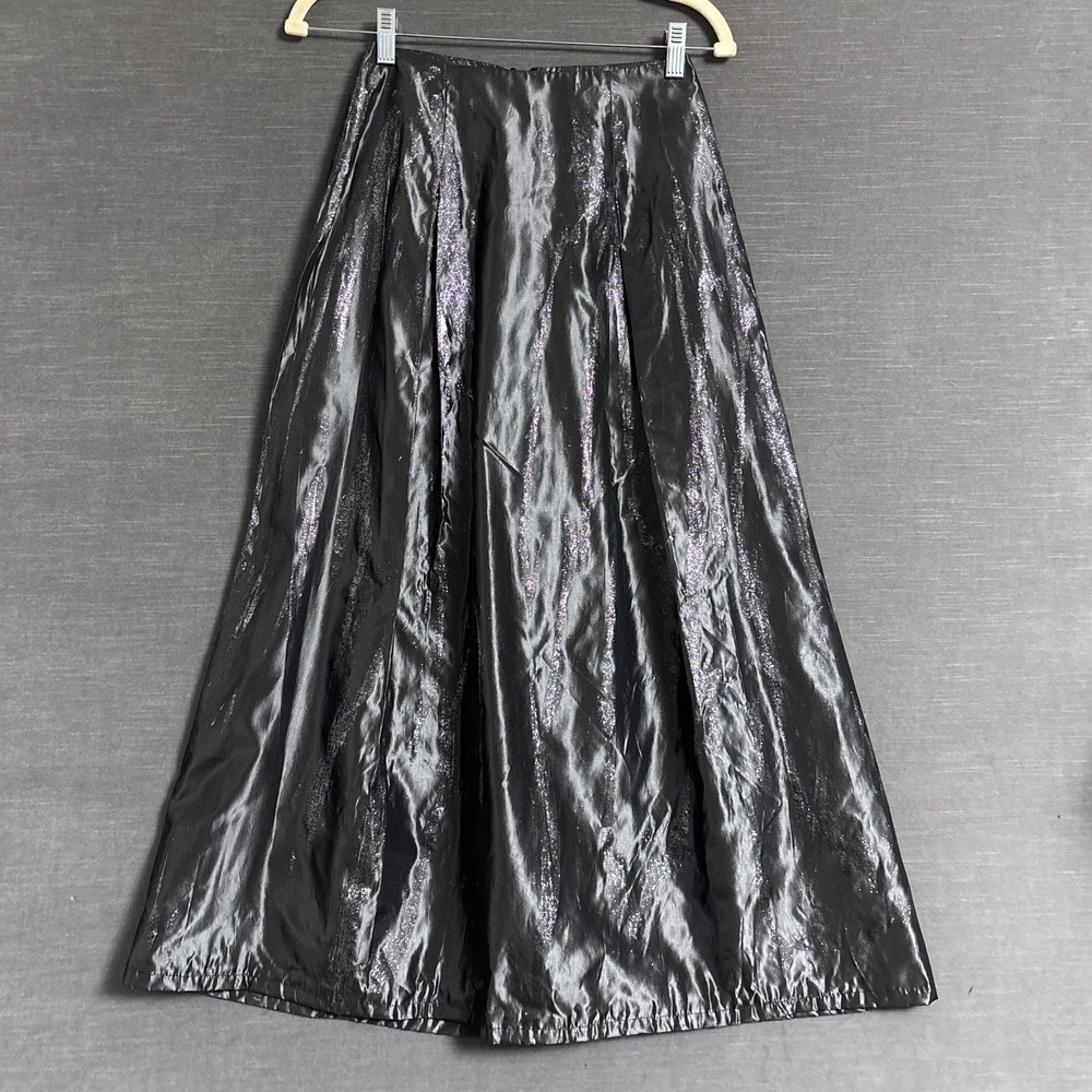Vintage Gunne Sax McClintock Skirt 3 Maxi Silver Glitter Taffeta Formal Evening